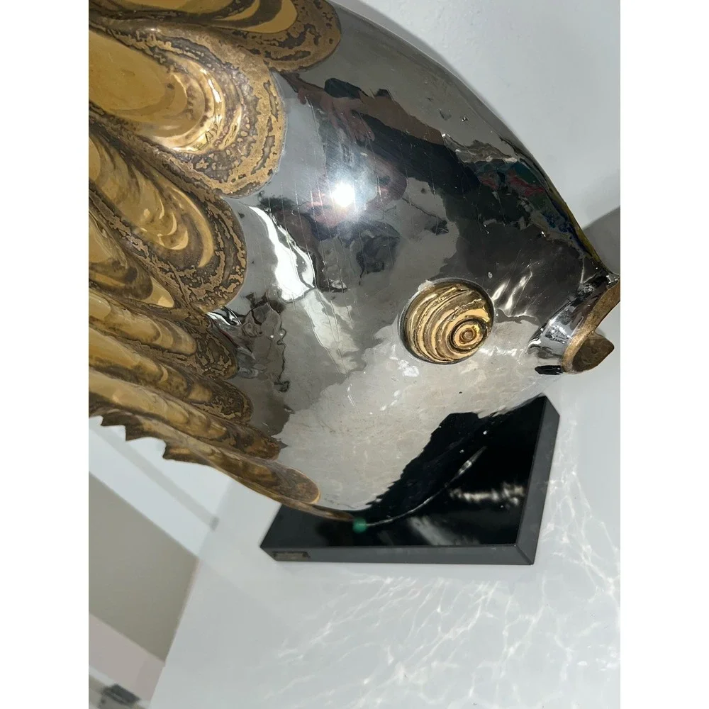 (20)P. GRANCHI VINTAGE LARGE ITALIAN ART DECO CERAMIC FISH GOLD COLOR RARE
